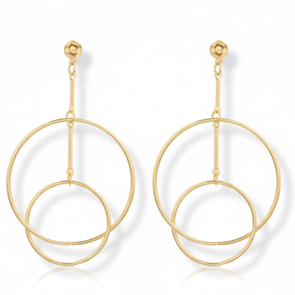 Womens‎ Gold Tone Hoop Earrings Dangle Interlock Earring